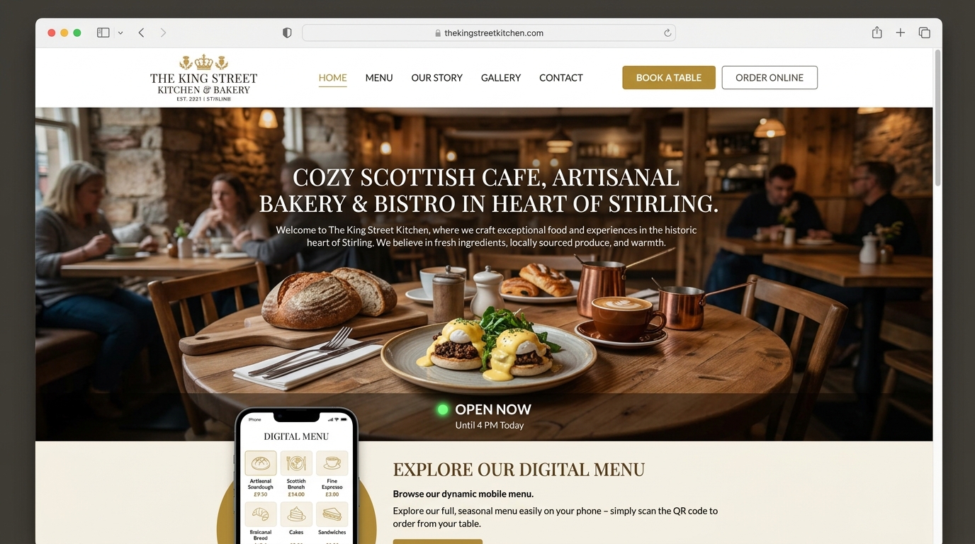 The King Street Kitchen Concept Website Mockup
