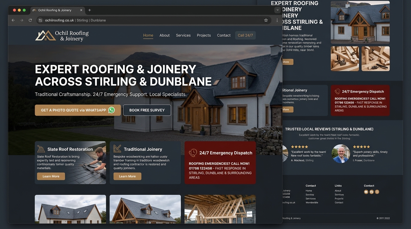 Ochil Roofing & Joinery Concept Website Mockup
